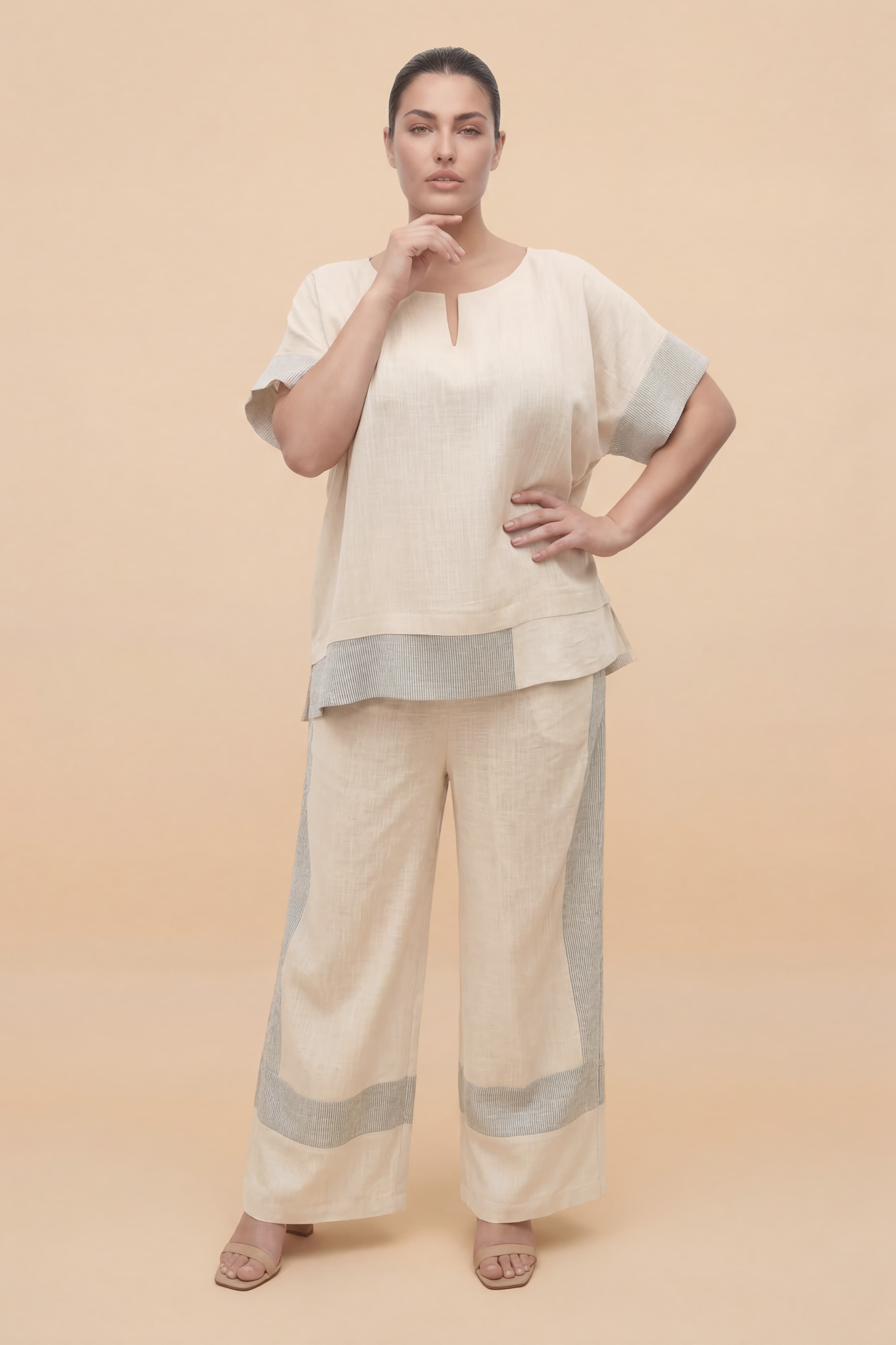 Top fluide en lin viscose -encolure delicate et coupe aérienne -made in france