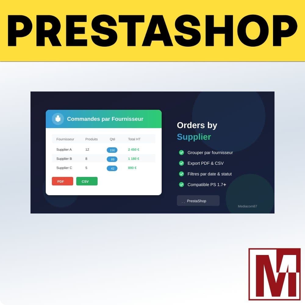Commandes groupées par fournisseur