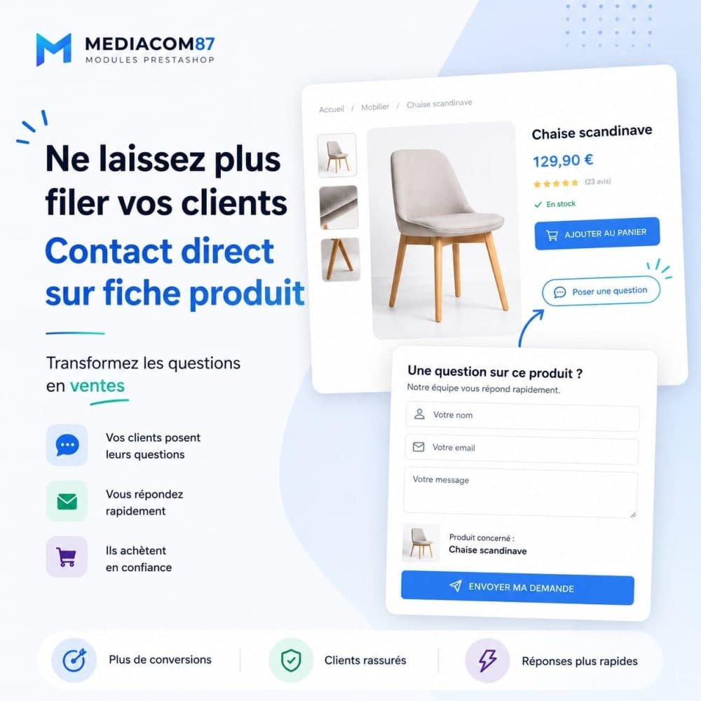 Formulaire de contact interactif pour vos questions produits