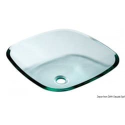 Evier semi-carré en verre transparent