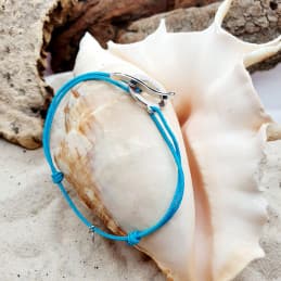 Bracelet cordon Fermoir - Rhodié Turquoise