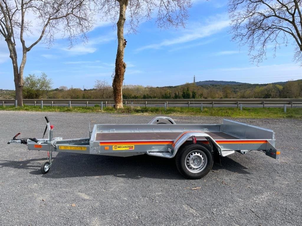 Remorque plateau MECANOREM RPMS 901 F - PTAC : 1300 Kg - 1 essieu freiné - 305 x 170 cm