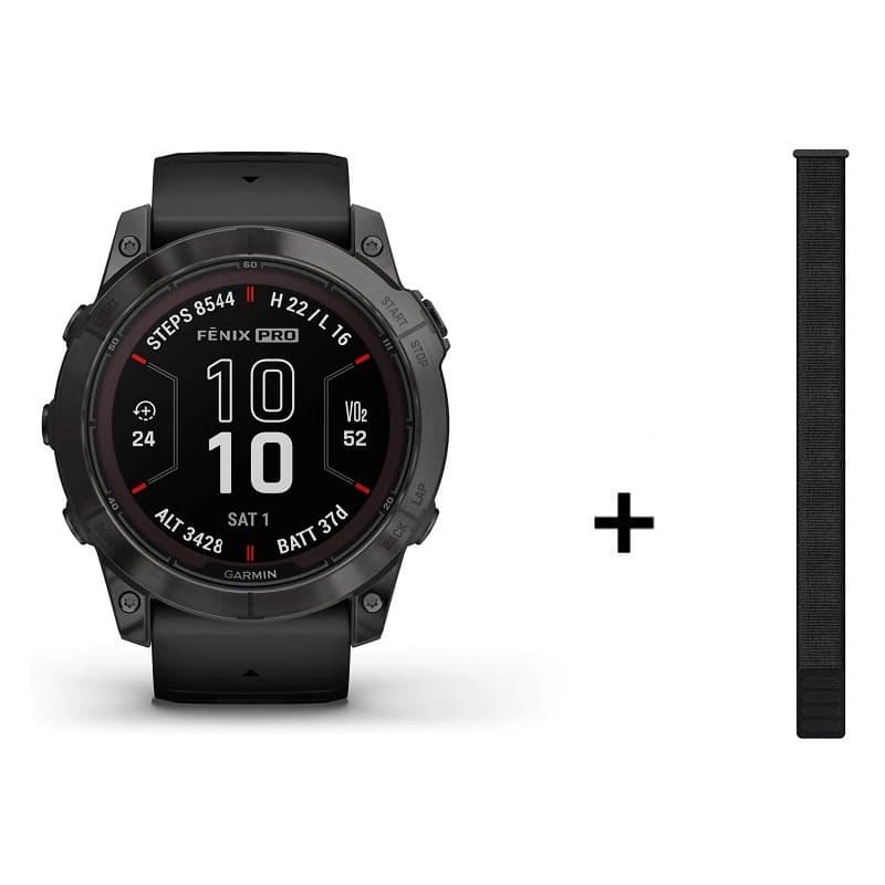 Garmin Fenix 7X Pro Sapphire Solar Titane - Sapphire Solar Titane + bracelet nylon noir