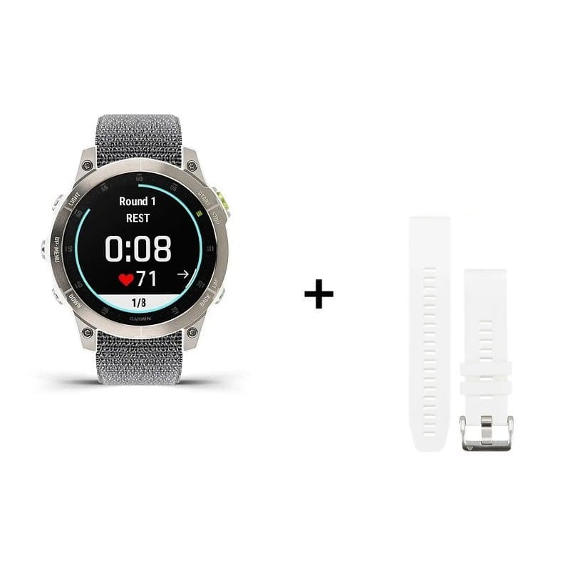 Montre Garmin  EPIX Gen 2 Sapphire Titane + bracelet silicone noir - Sapphire Titane + bracelet nylon gris