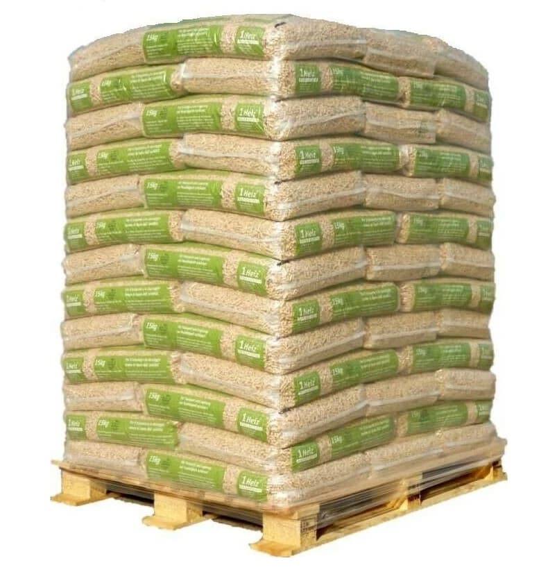 1Heiz Holzpellets – Palette mit 65 Säcken (15 kg je Sack)