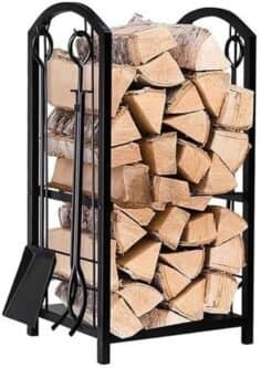 Support à Bois de Chauffage Robuste en Métal – 56 x 25 x 63 cm – Intérieur & Extérieur
