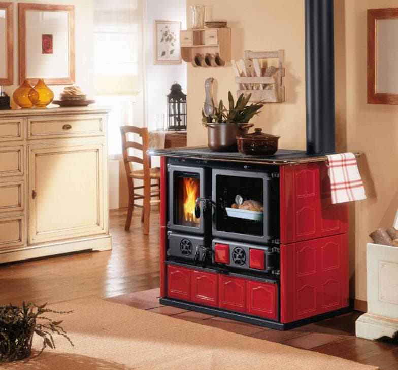 Cuisinière à bois raccordable LA NORDICA Rosa.16 Maiolica Bordeaux 8.8 kW