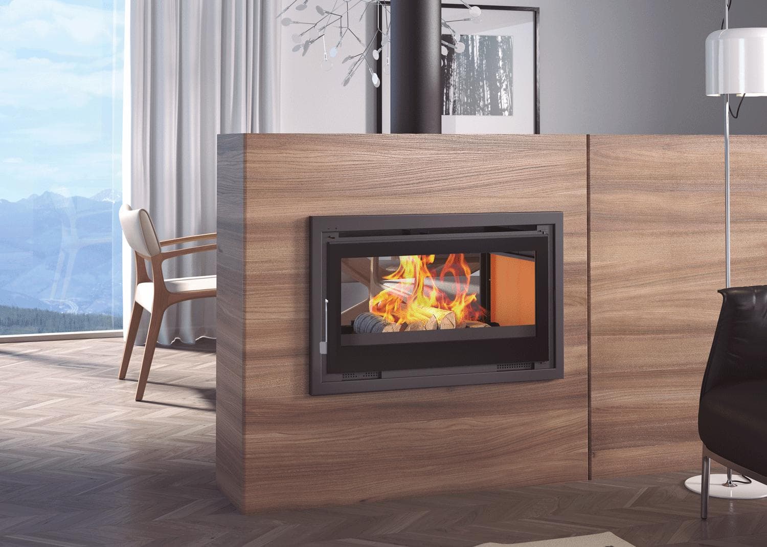 Insert à bois 2 vitres ventilé - FIREMATIC Sana 13.3 kW