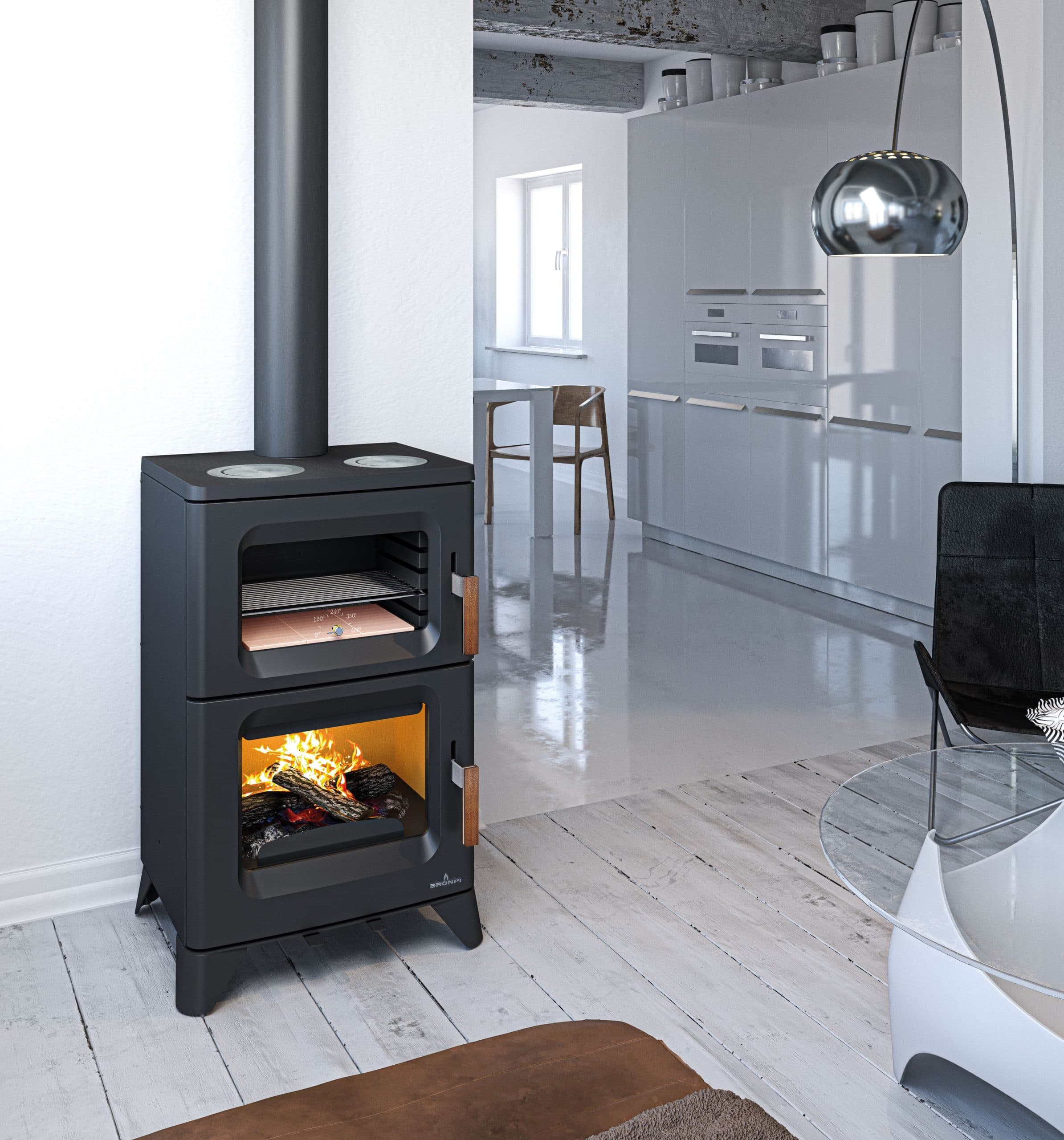 Cuisinière à bois raccordable BRONPI Hilton-C 14 kW