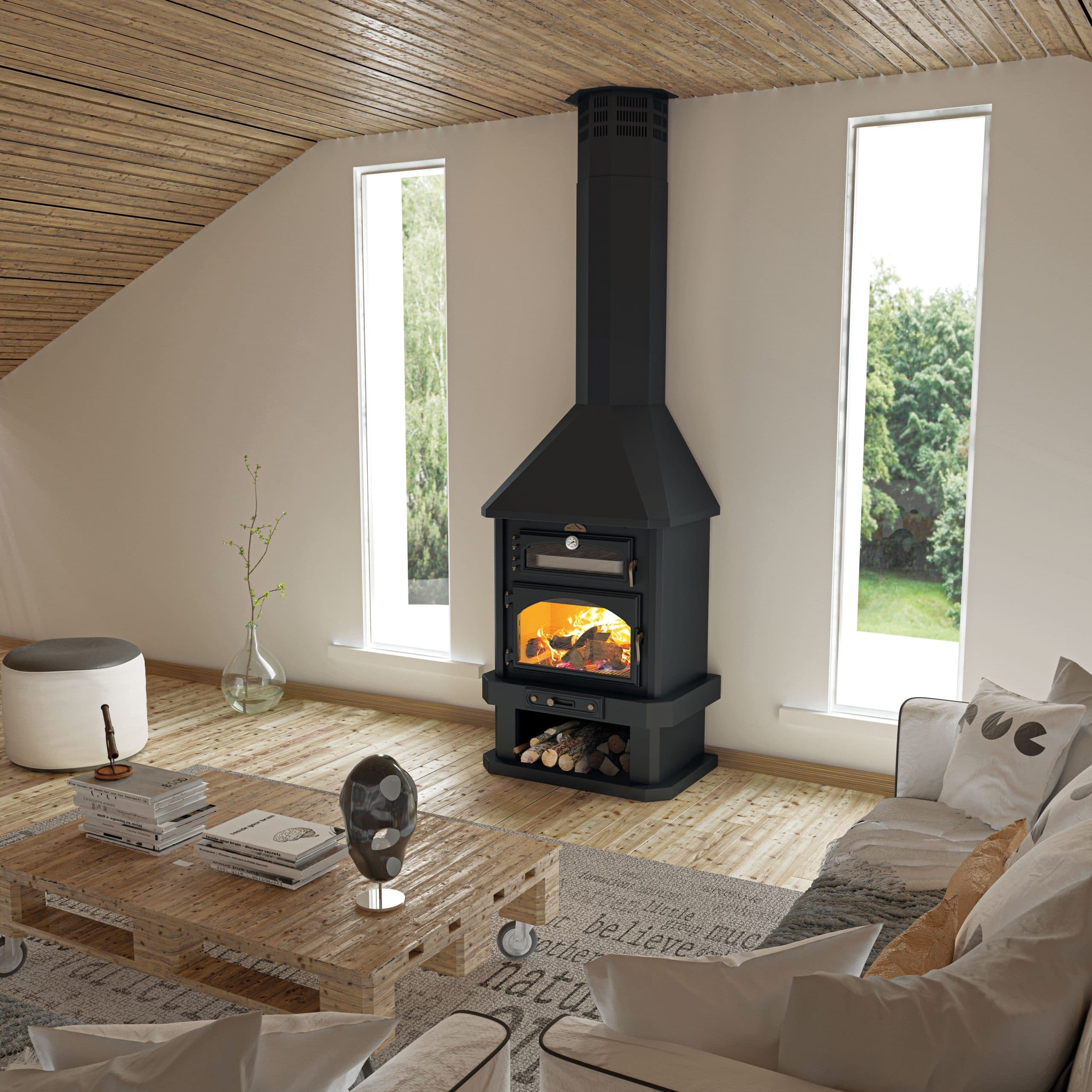 Cheminée à bois avec four - BRONPI Ebro 15 KW