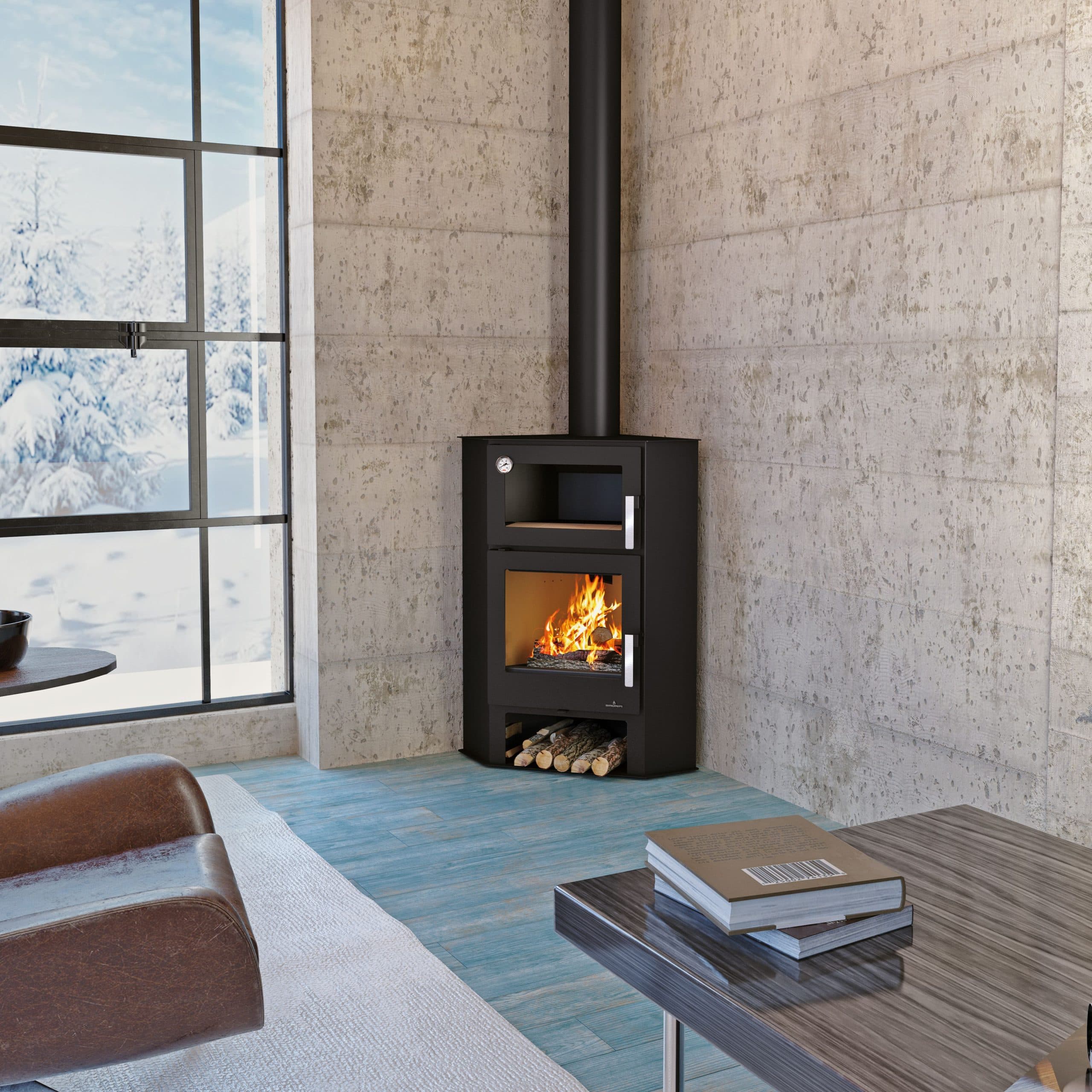 Poêle à bois d'angle avec four - BRONPI Lerma - 9 kW