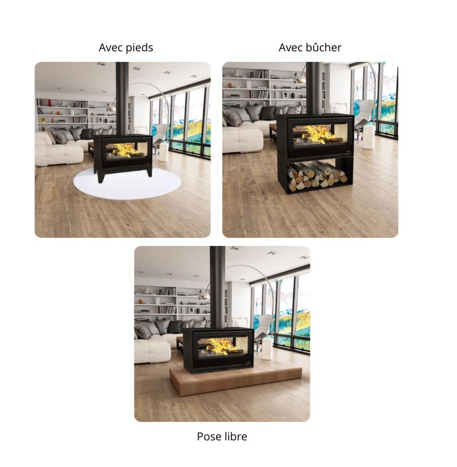 Poêle à bois double vitrage BRONPI Cairo 90-D Box 13 kW
