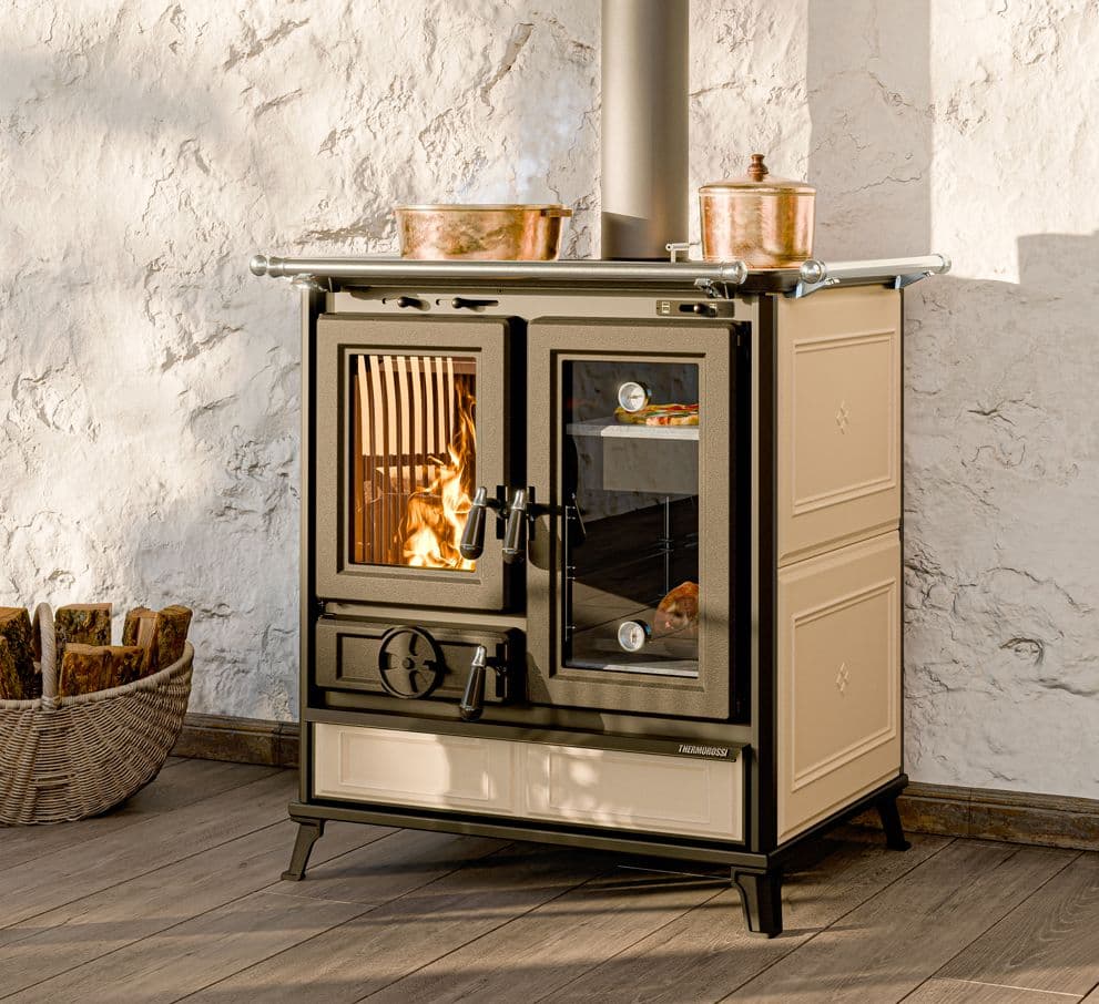 Cuisinière à bois en céramique - THERMOROSSI Melissa Evo Maiolica 7.8 kW