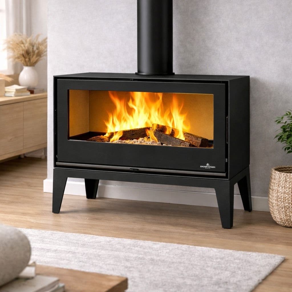 Poêle à bois ventilé sur pieds - BRONPI Bimba 90 15 kW