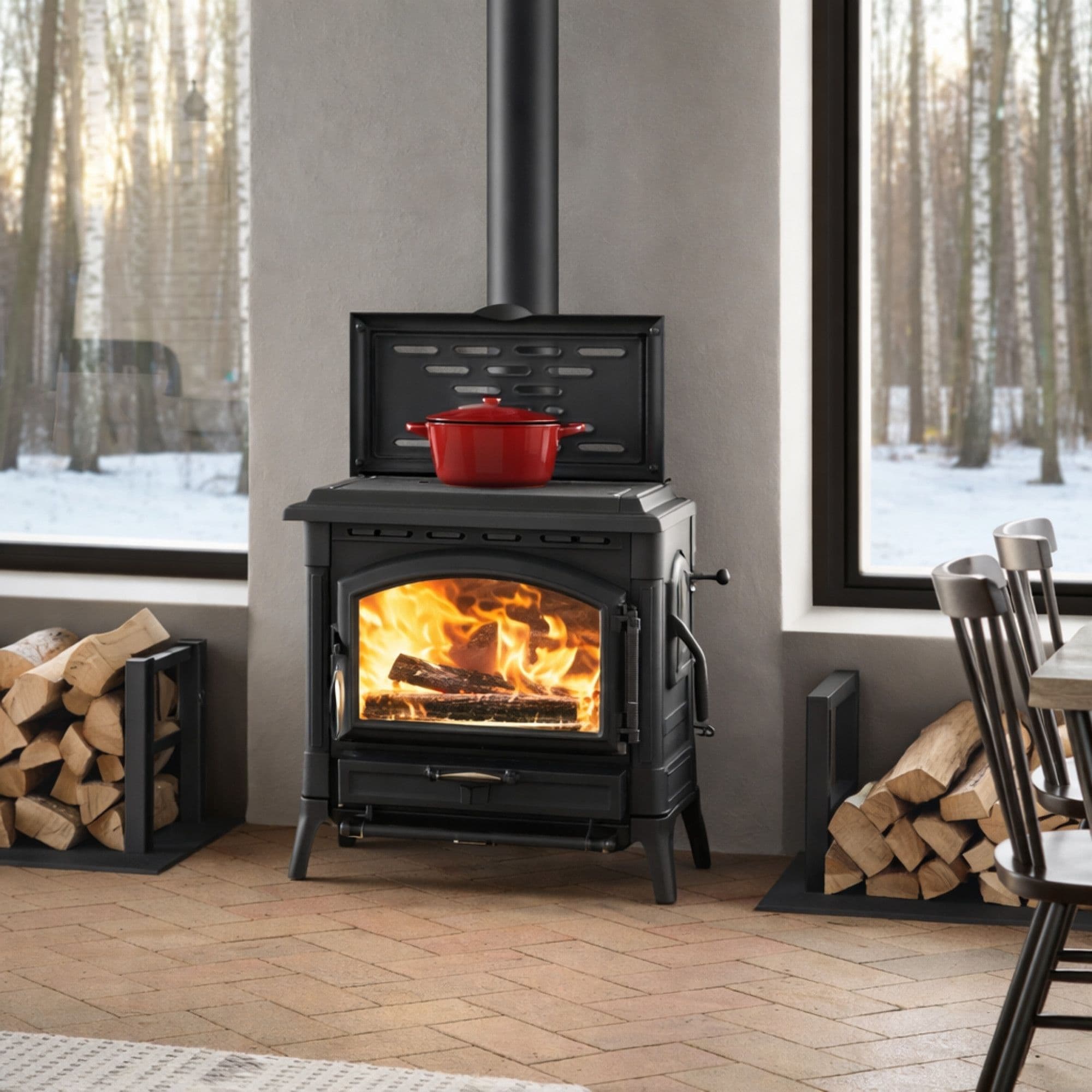 Poêle à bois en fonte LA NORDICA Isotta con cerchi LEAN 9.3 kW