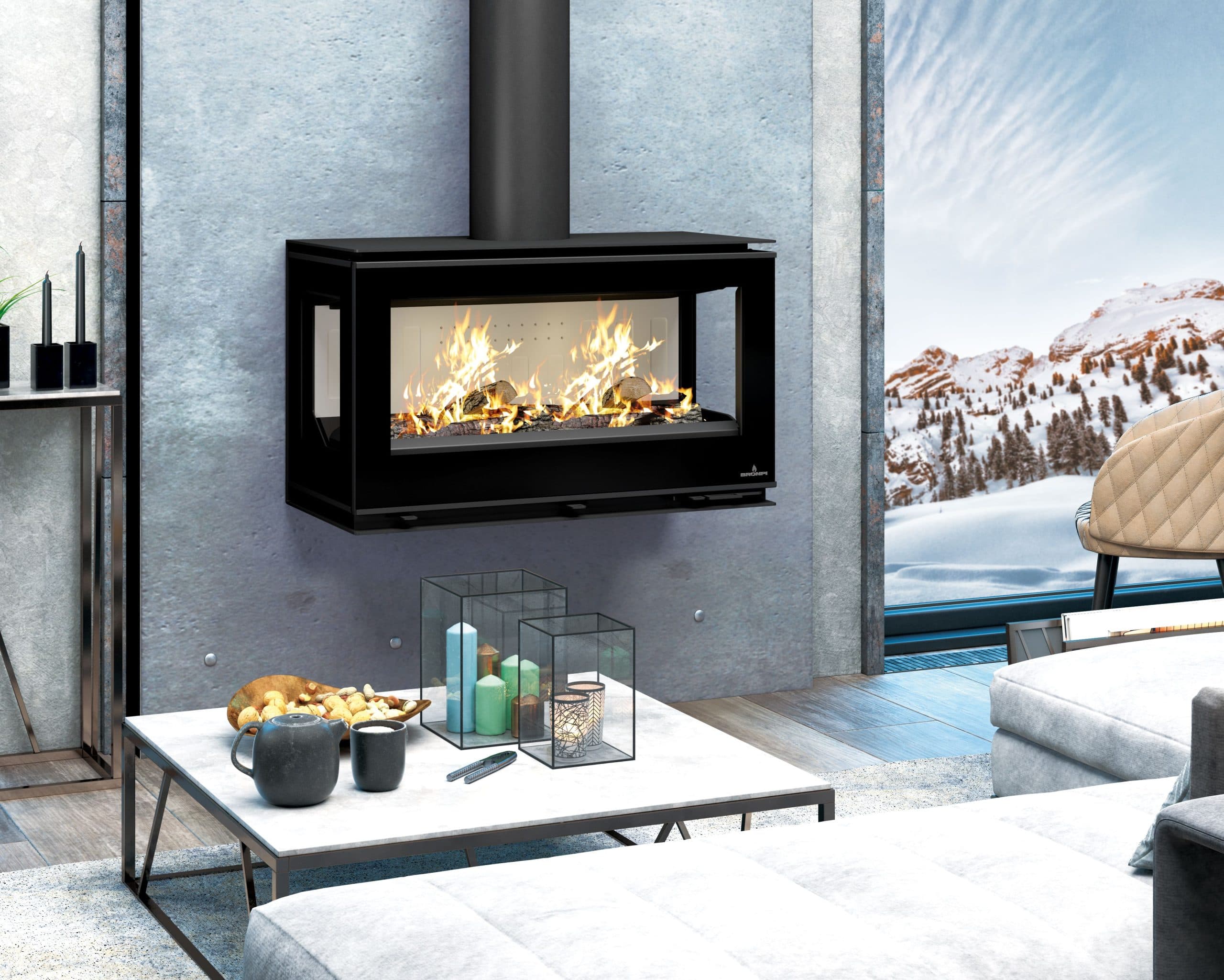 Poêle à bois moderne BRONPI Cairo 903C Box 13 kW
