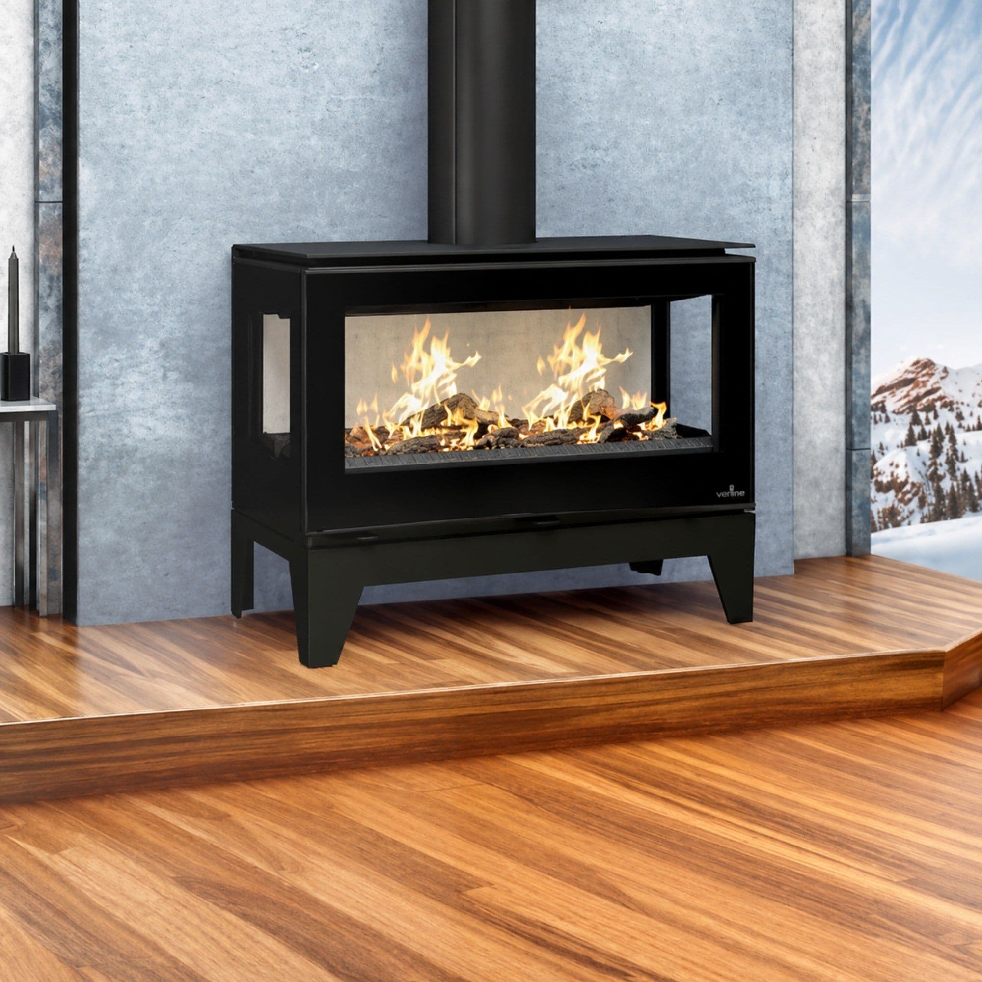 Poêle à bois moderne sur pieds - BRONPI Cairo 903C 13 kW