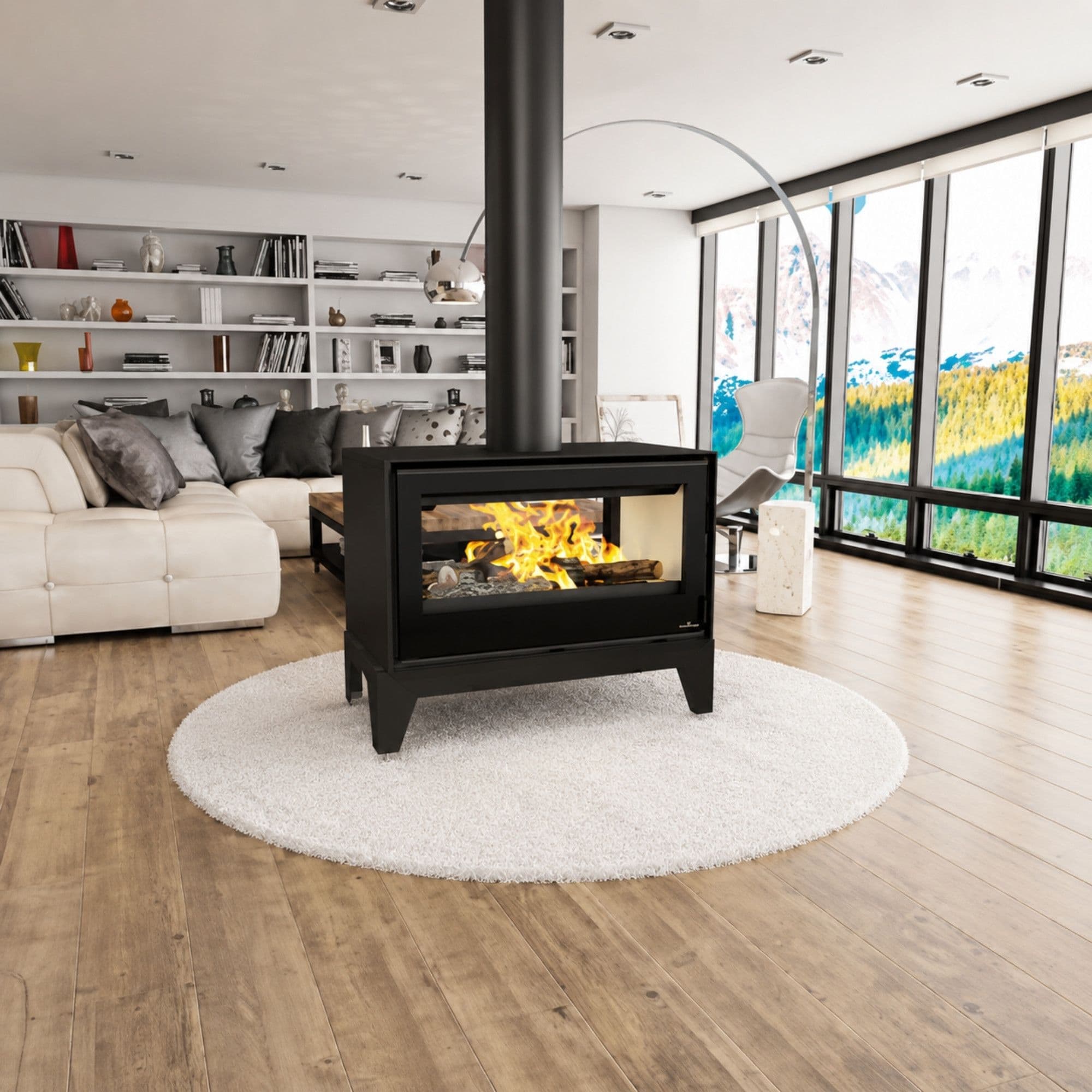 Poêle à bois 2 vitres sur pieds - BRONPI Cairo 90-D Box 13 kW