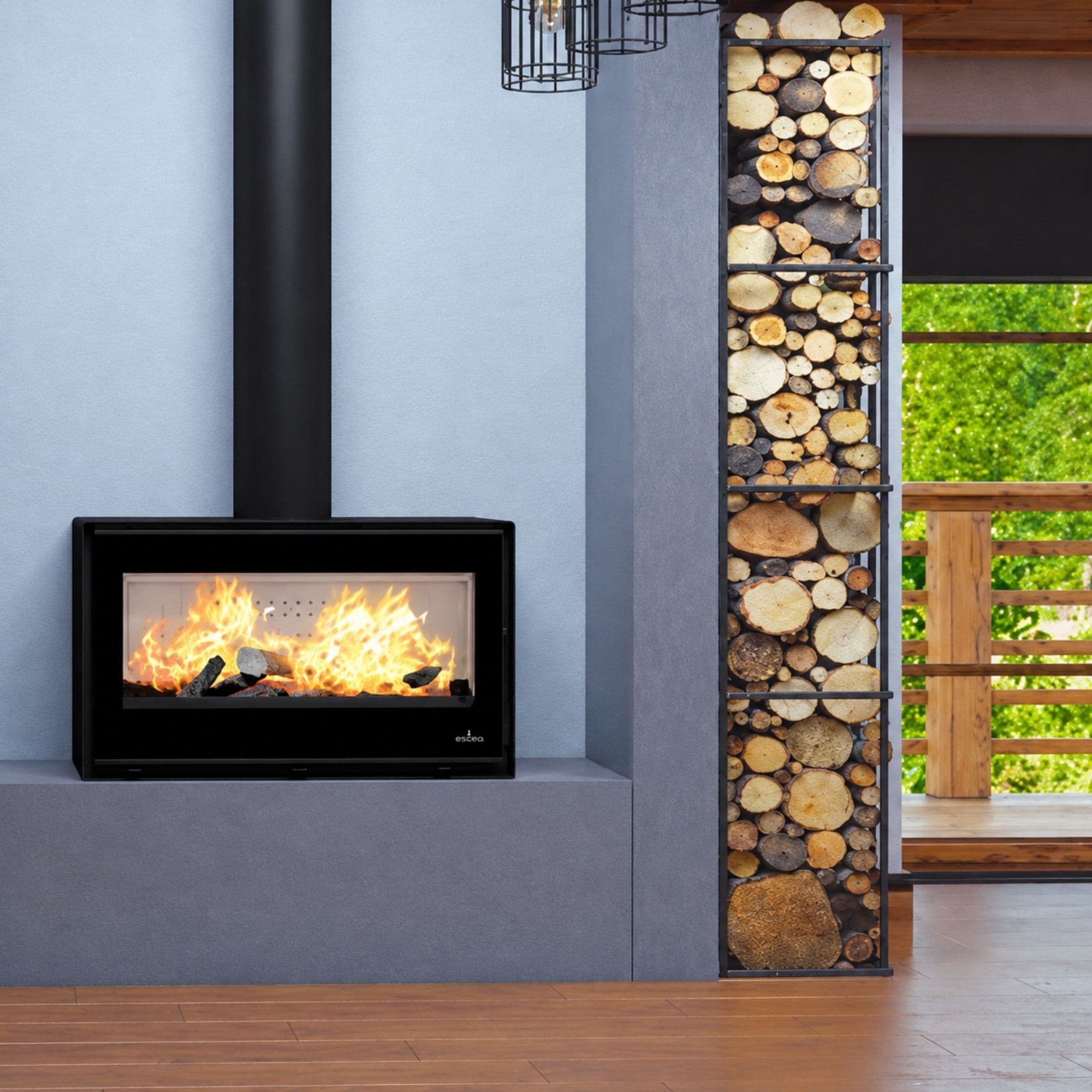 Poêle à bois moderne BRONPI Cairo 110 Box 15 kW