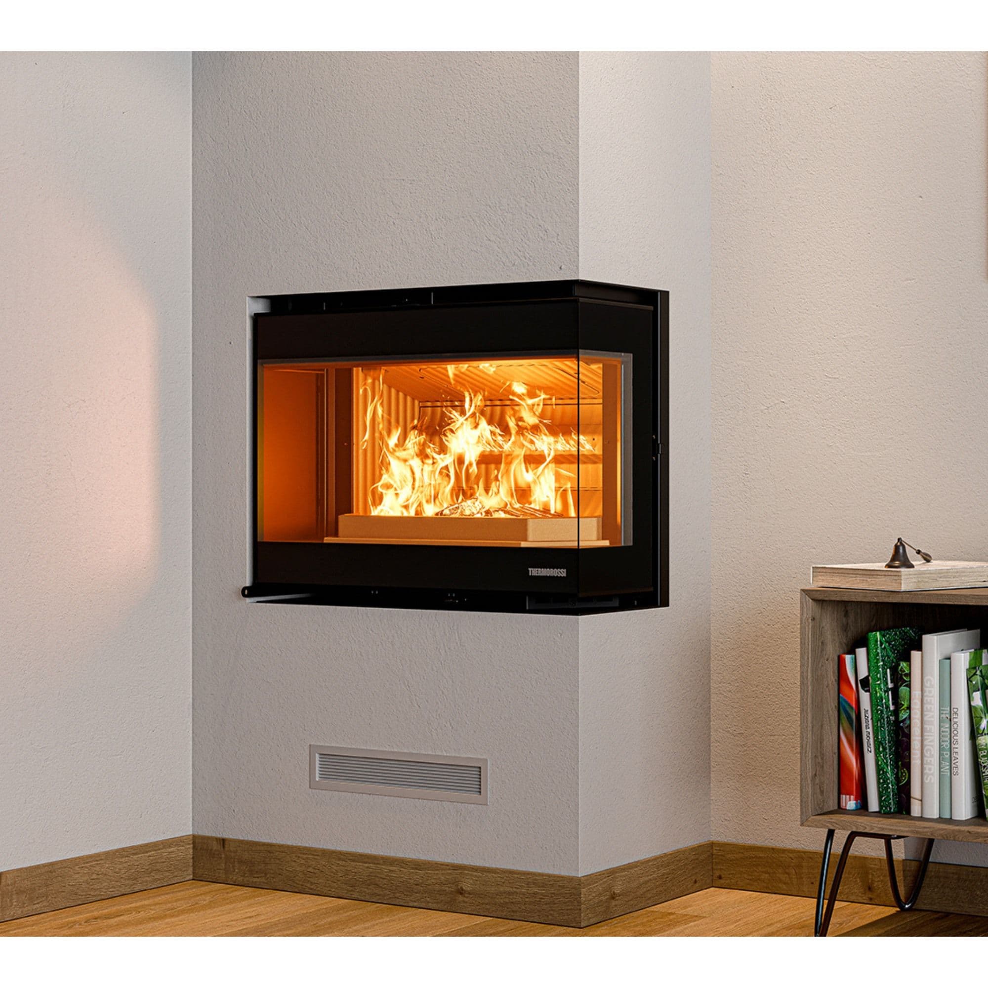 Insert à bois d'angle THERMOROSSI Panorama Angolare SX 5.7 kW