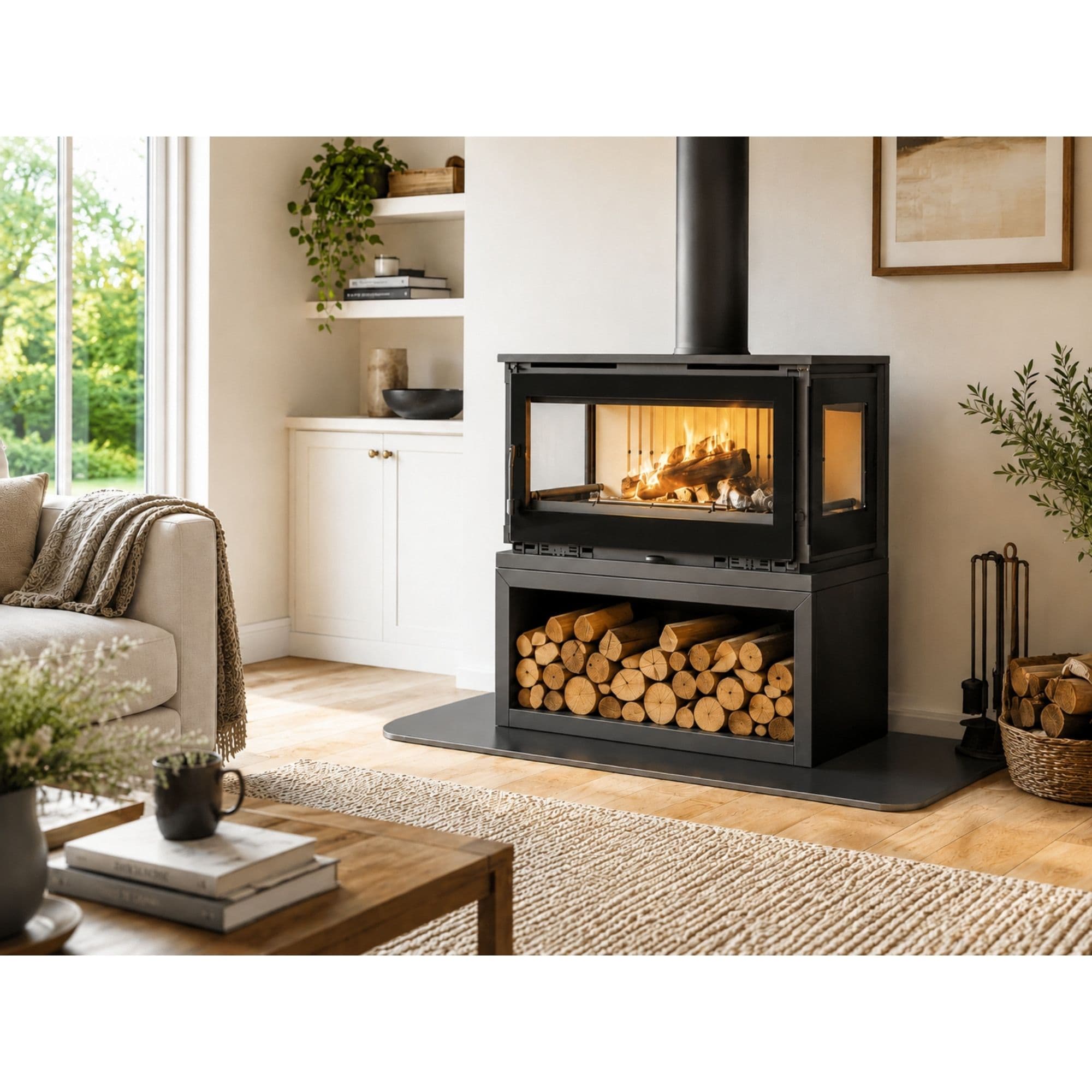 Poêle à bois raccordable 3 vitres - FIREMATIC Calgary - S 12.5 kW