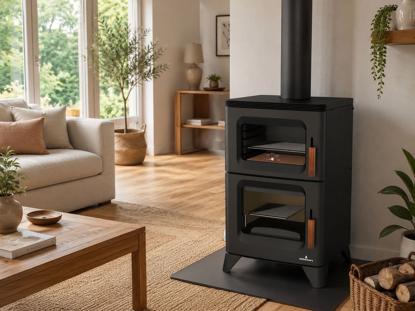 Poêle à bois raccordable avec four - BRONPI Hilton-H 14 kW