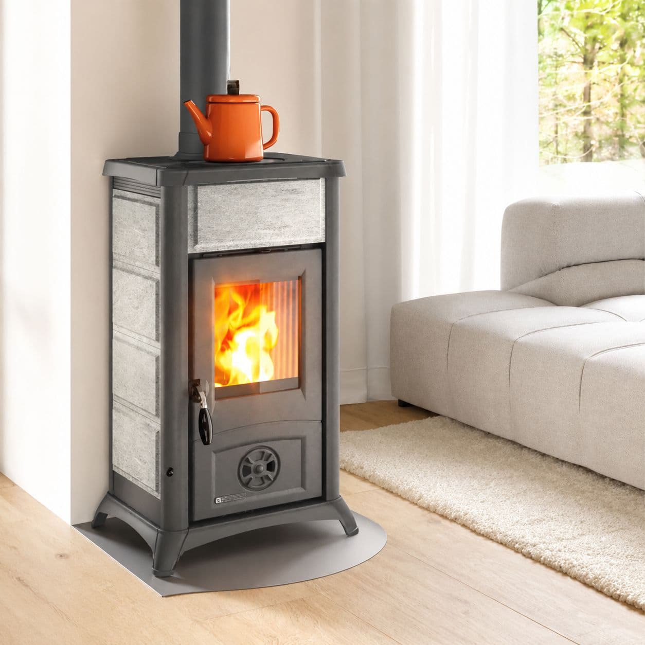 Poêle à bois en pierre naturelle - LA NORDICA Gemma Lean Petra 6 kW