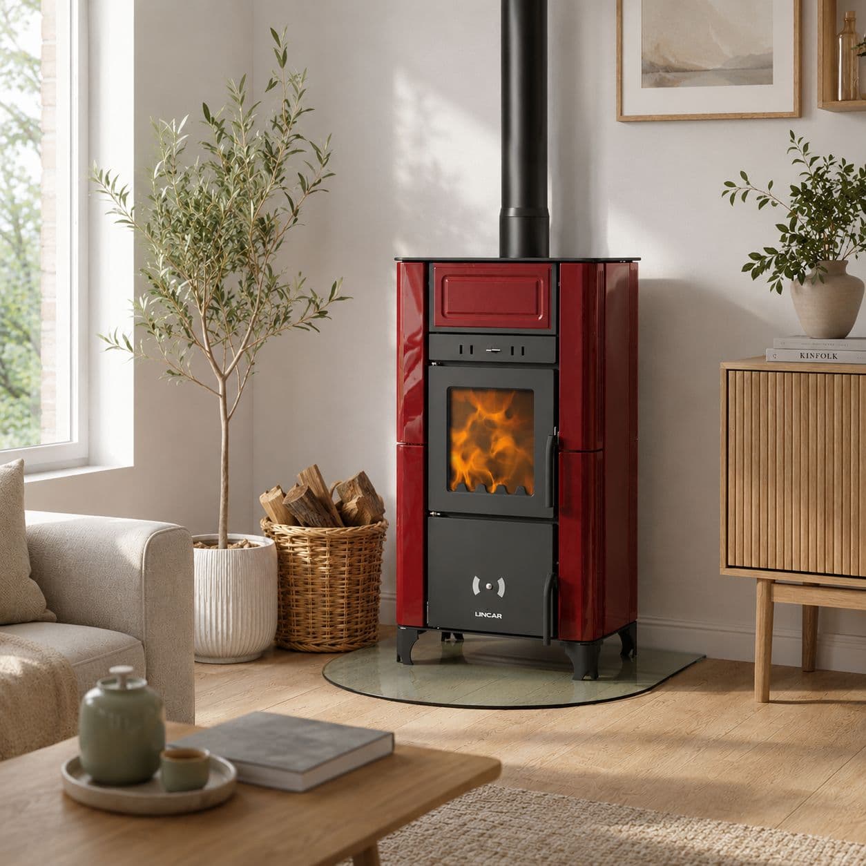 Poêle à bois ventilé céramique LINCAR Emily 6.7 kW