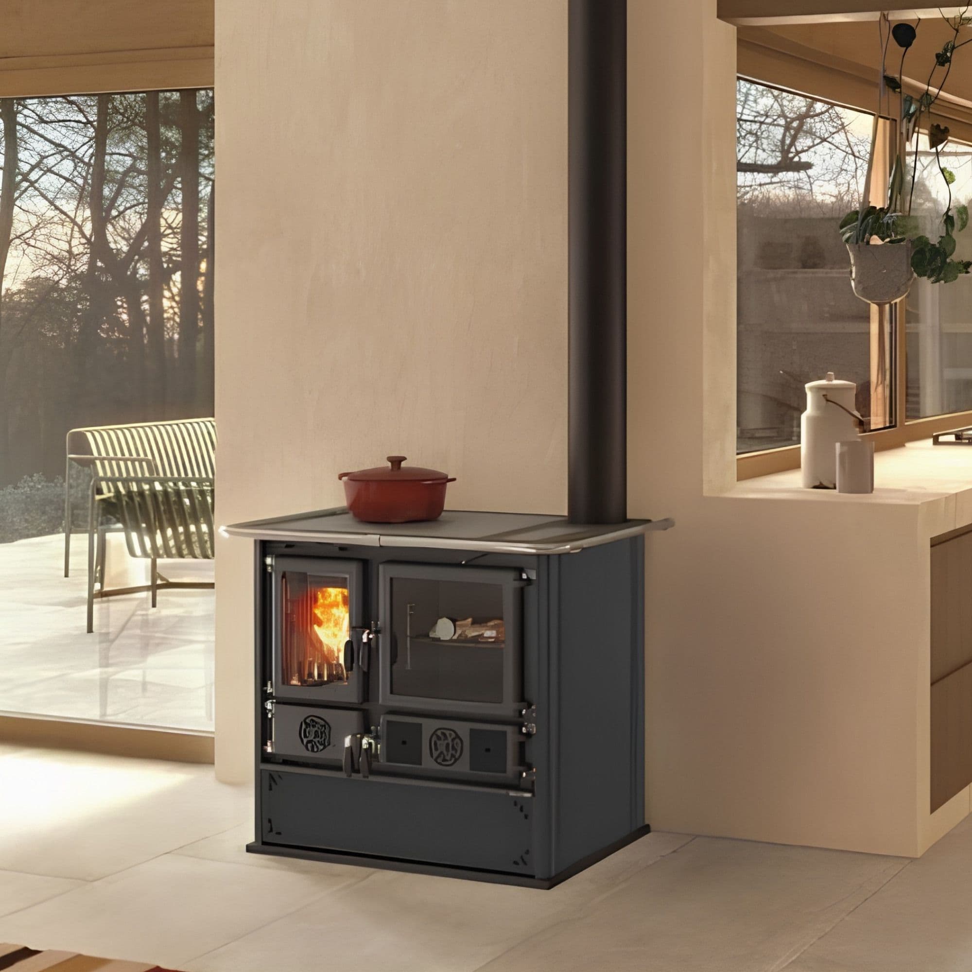 Cuisinière à bois raccordable LA NORDICA Rosa.16 steel 8.8 kW
