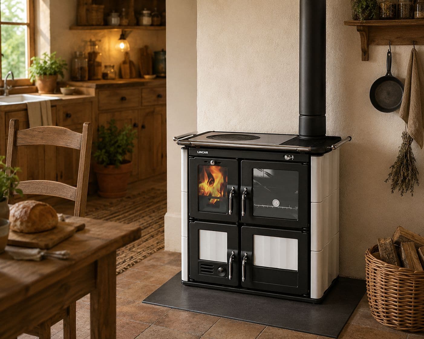 Cuisinière à bois en céramique LINCAR Bea 7.5 kW