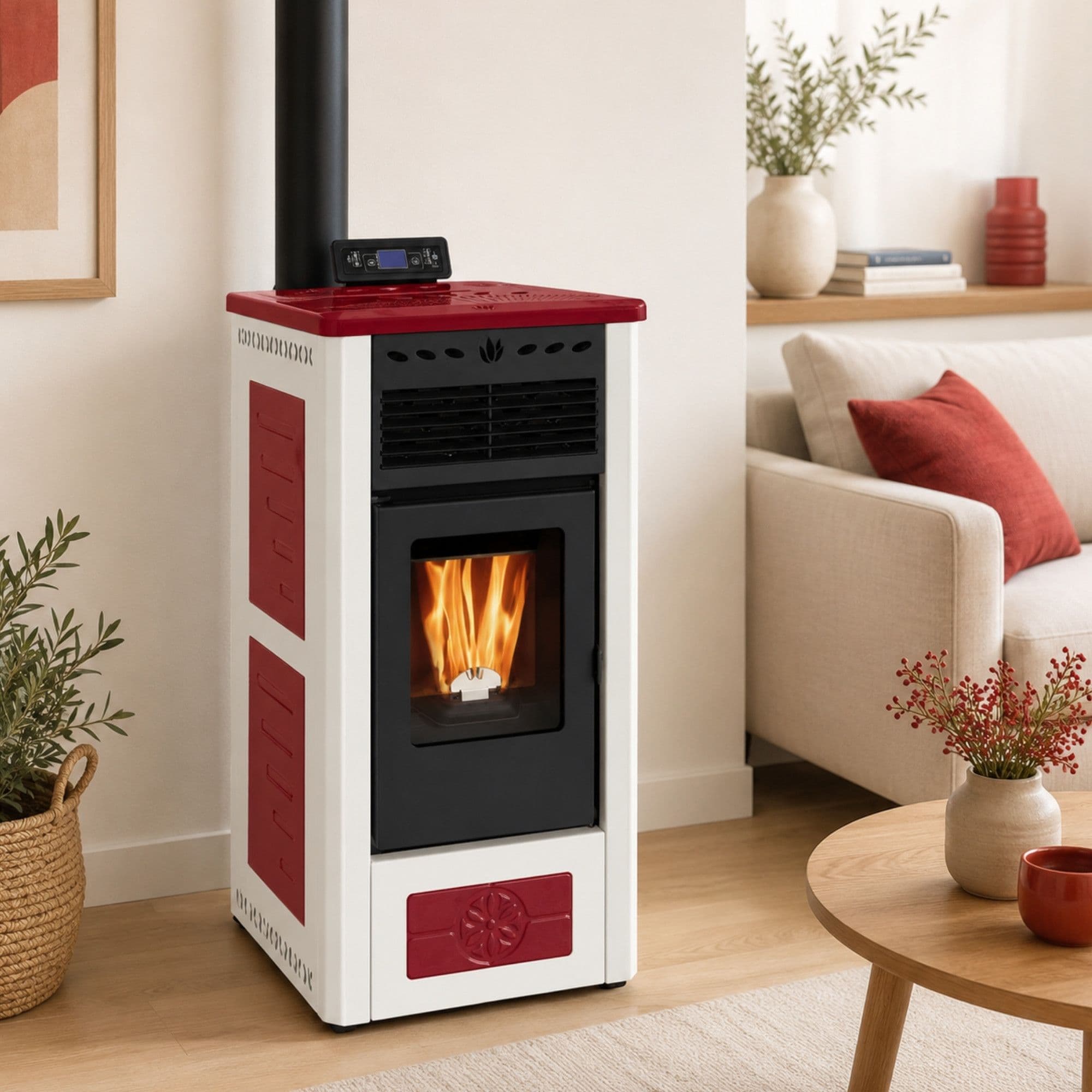 Poêle à granules en céramique - PHEBO Febe Bicolore 7.5 kW