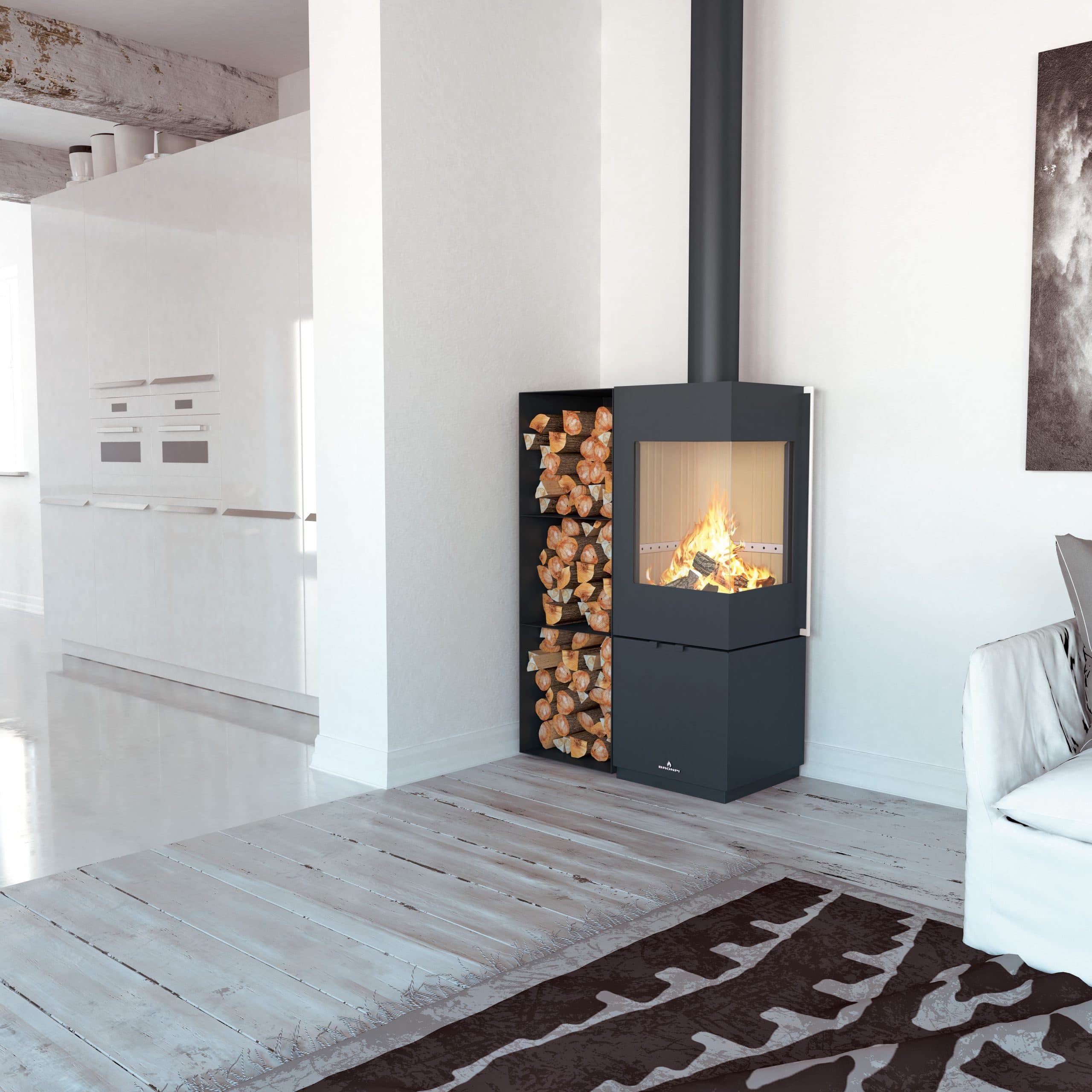 Poêle à bois raccordable BRONPI Bombay E 6 kW