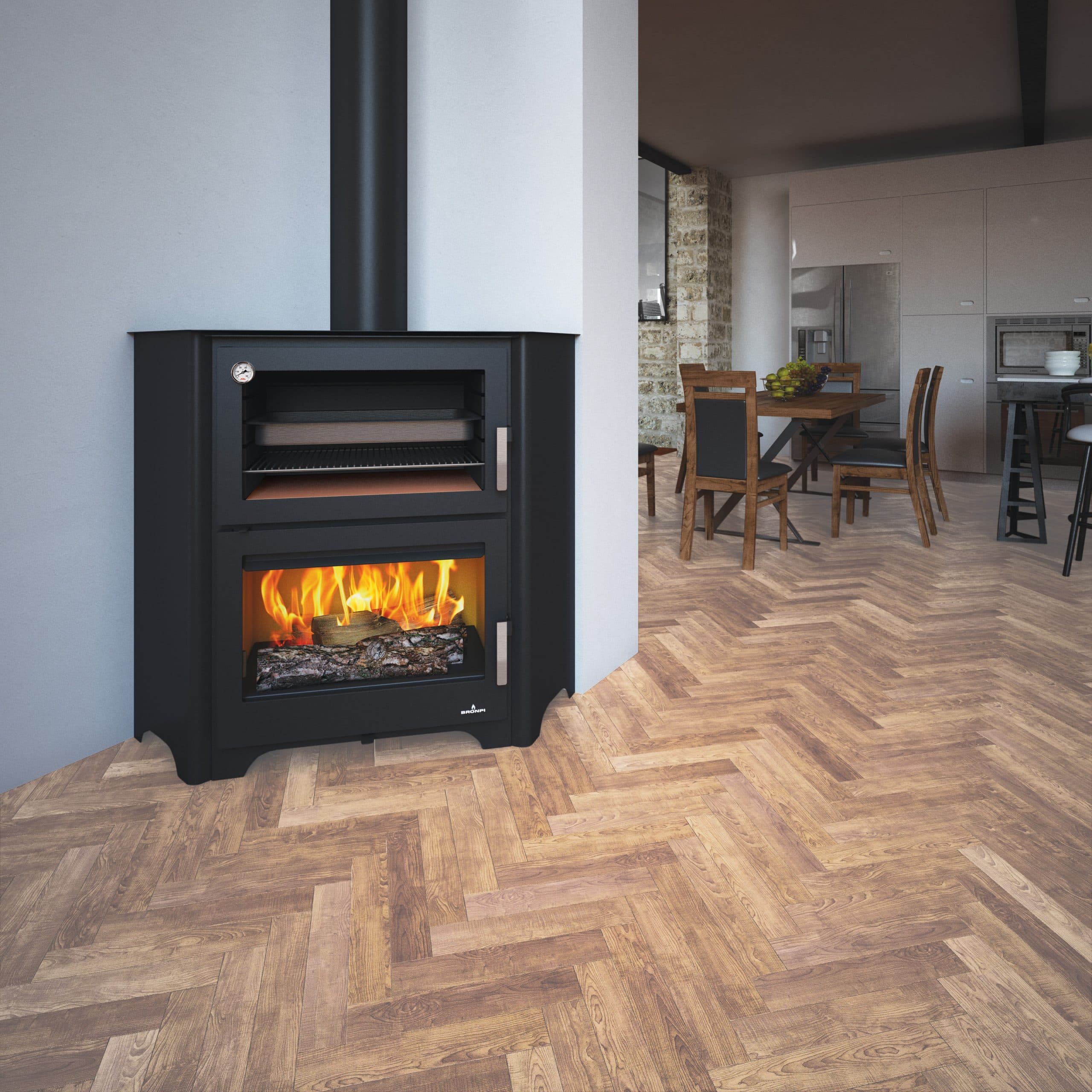 Poêle à bois raccordable avec four - BRONPI Murano - 14 kW