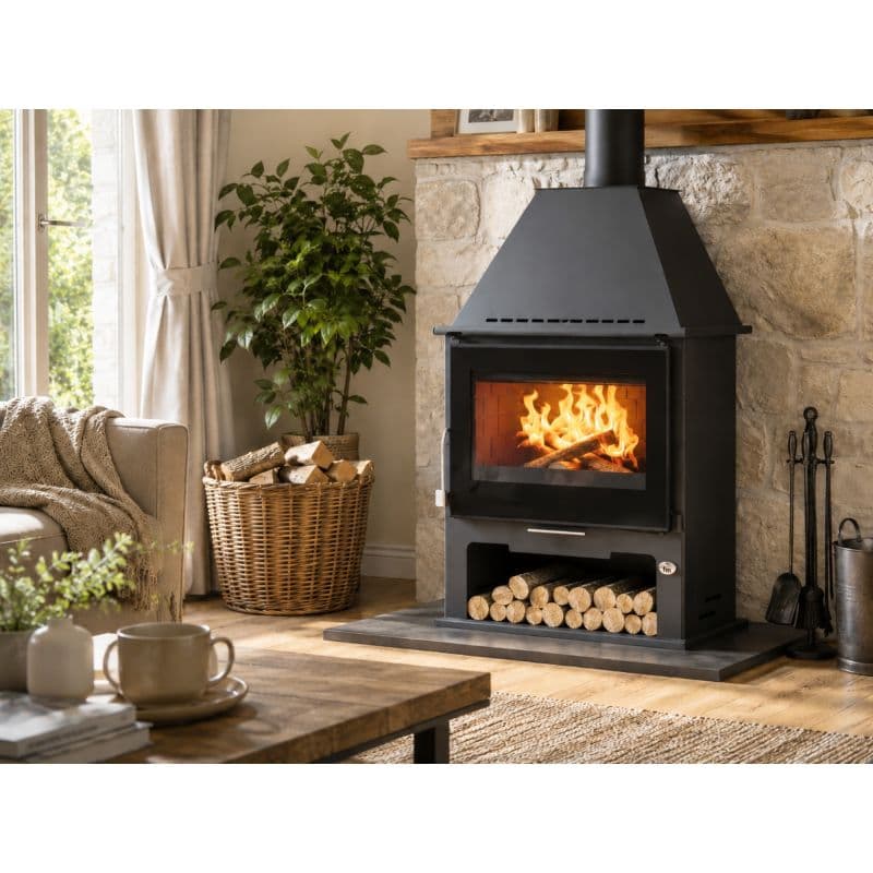 Poêle à bois ventilé - FIREMATIC Boston Luxe 12.6 kW - Double combustion