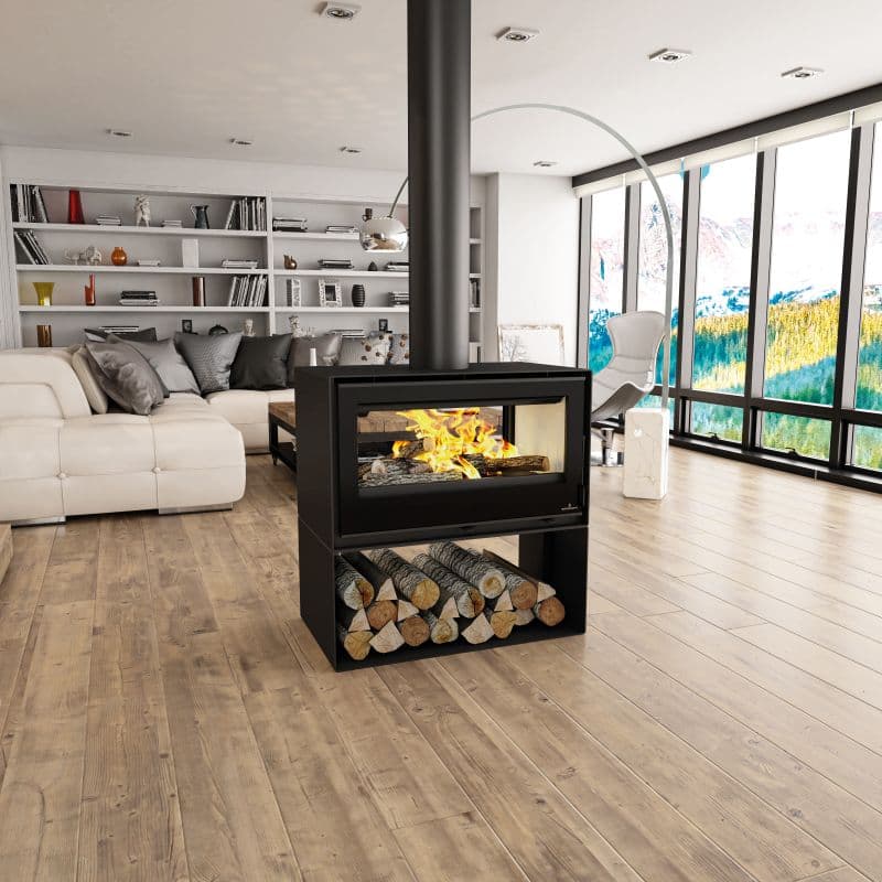 Poêle à bois double vitrage BRONPI Cairo 90-D Box 13 kW