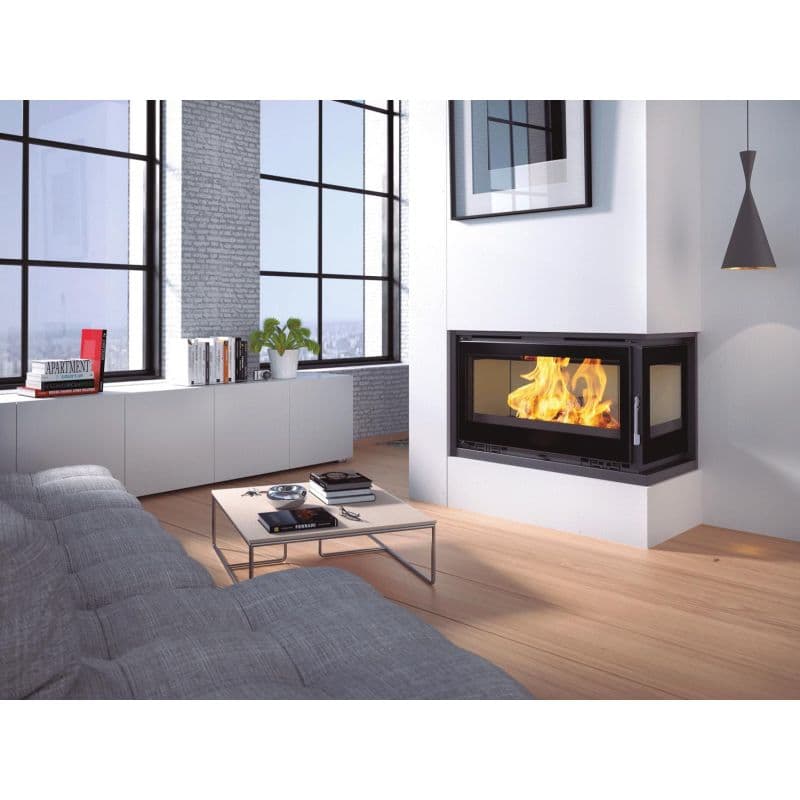 Insert à bois d'angle ventilé - FIREMATIC Eden-D 13.3 kW