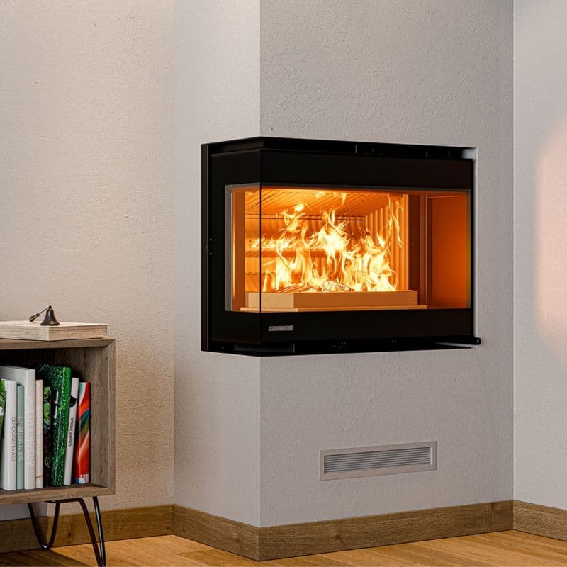 Insert à bois d'angle THERMOROSSI Panorama Angolare DX 10.6 kW