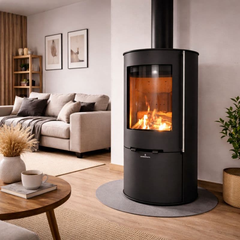 Poêle à bois rond raccordable BRONPI Dover 9.4 kW