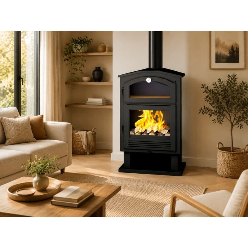 Poêle à bois FIREMATIC Jersey 9.5 kW avec four en brique réfractaire