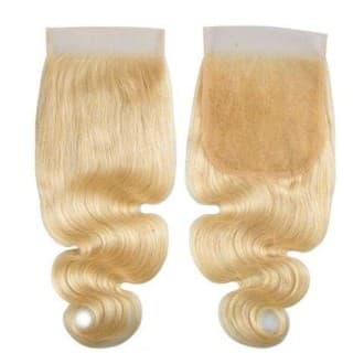 Lace closure indienne  blonde 613 ondulé  sans raie - cheveux Naturels 10"-25 cm / Nuque  une raie