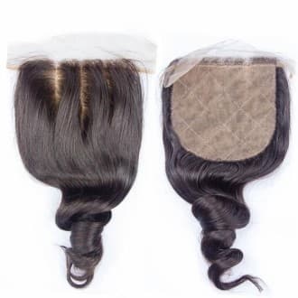 Closure silk Top Loose Wave Brésilien (4x4) - Cheveux Naturels 10"-25 cm / Nuque 3 raies