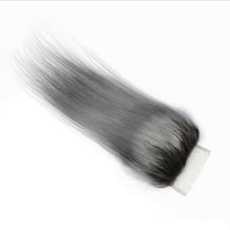 Closure Péruvien Ombre hair 1B/grey 12" - 30 cm /Haut des  épaules sans raie
