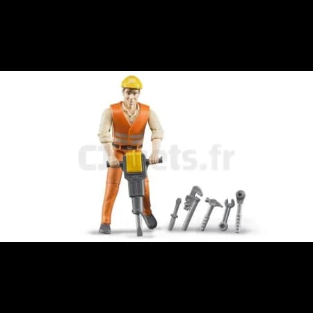 Ouvrier avec accessoires de chantier - BRUDER - 60020