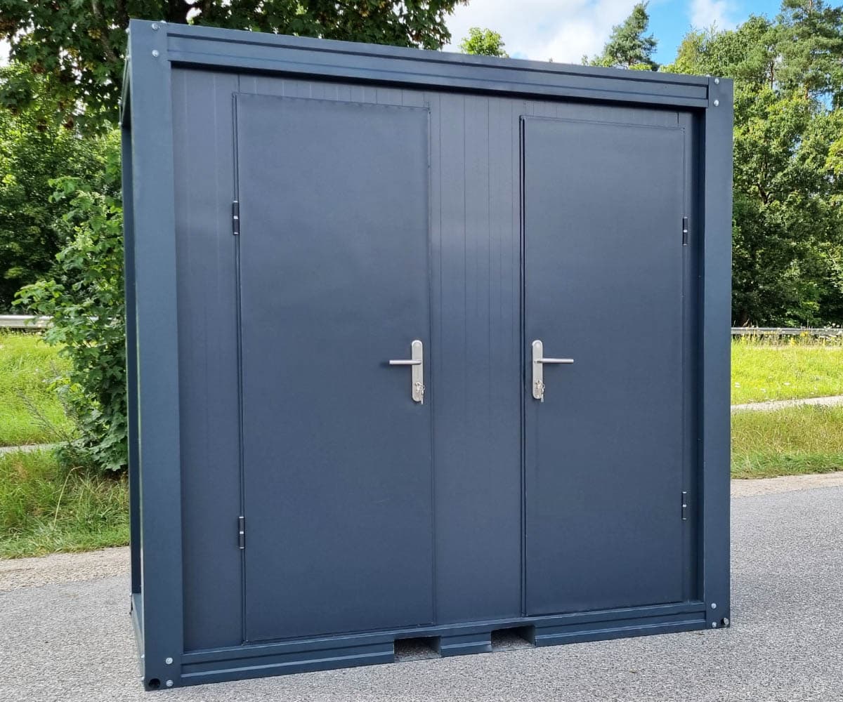 Sanitärcontainer SCD RAL 7016 Anthrazitgrau | H 2335 x B 2400 x T 1200 mm | 2 Türen | 2x WC