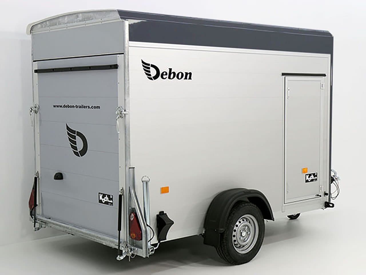 Debon Reboque fechado C300 148x295cm H:190cm 1,3t Alu, Polybug, Porta, gris-Novo
