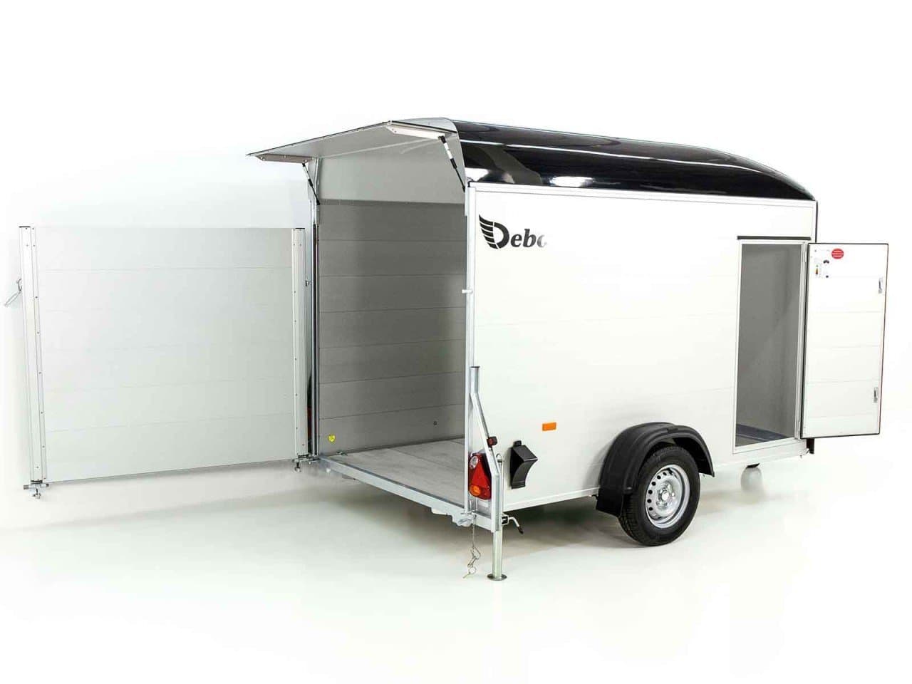 Debon Reboque fechado C400 164x315cm H:200cm 1,3t, Alu, Polybug, Porta, preto-Novo