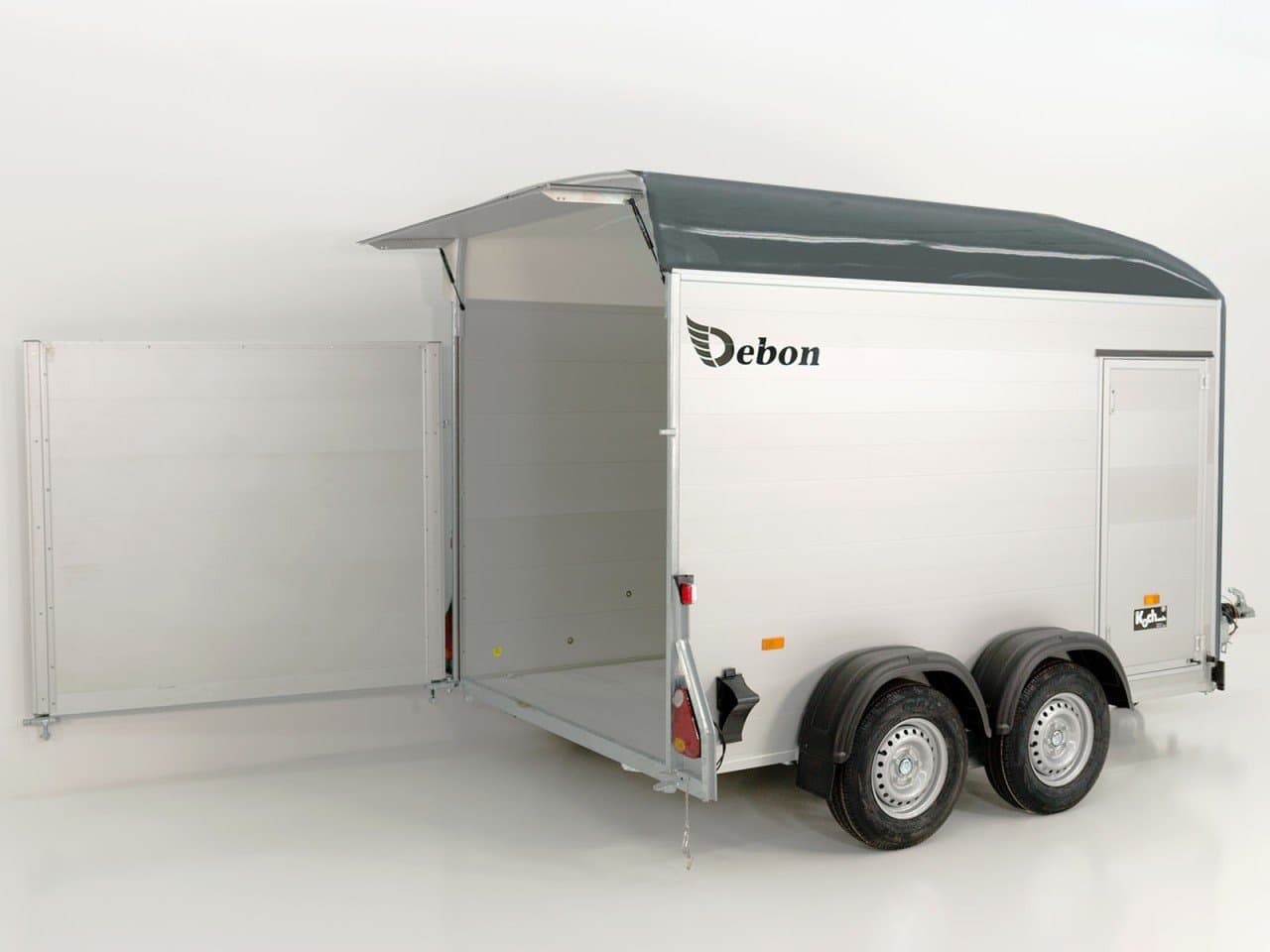 Debon Reboque fechado C500 164x300cm H:200cm 2,6t, Alu, Polybug, Porta, gris-Novo