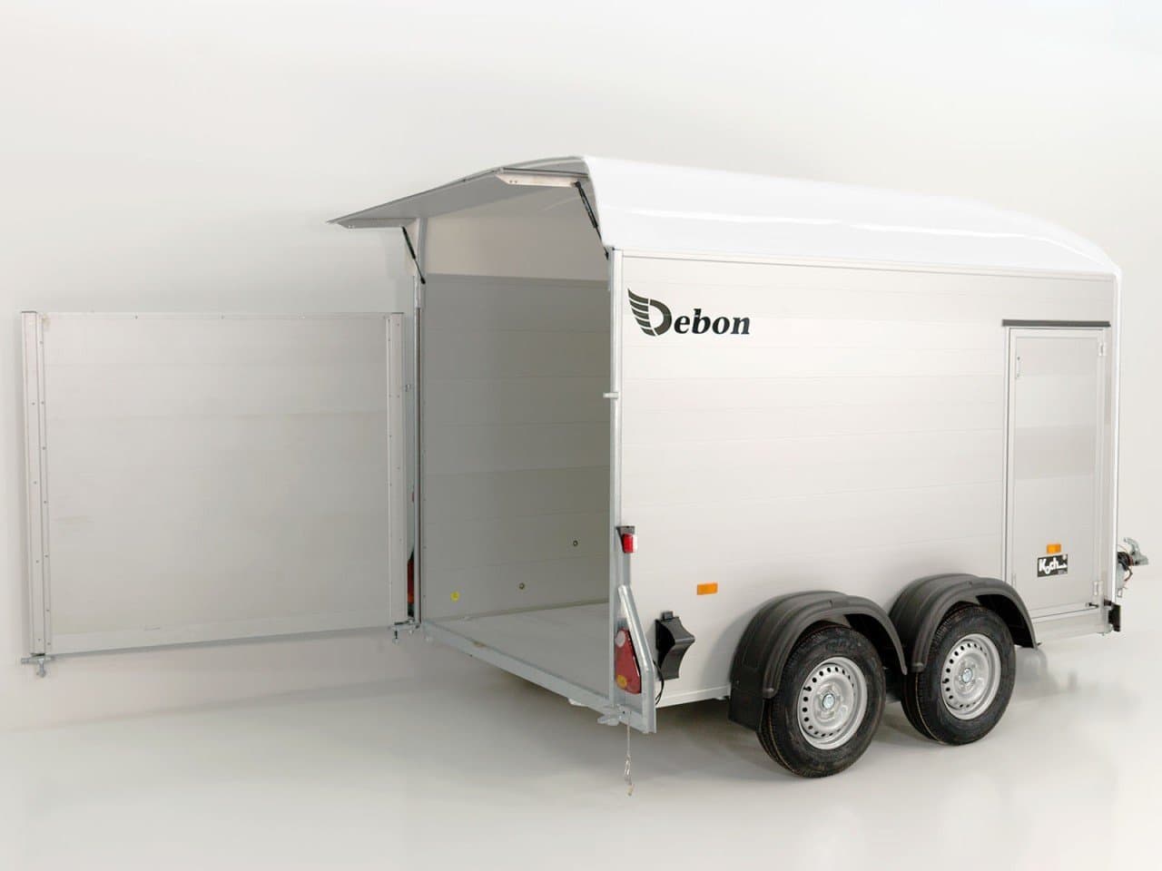 Debon Reboque fechado C500 164x300cm H:200cm 2,6t, Alu, Polybug, Porta, branco-Novo