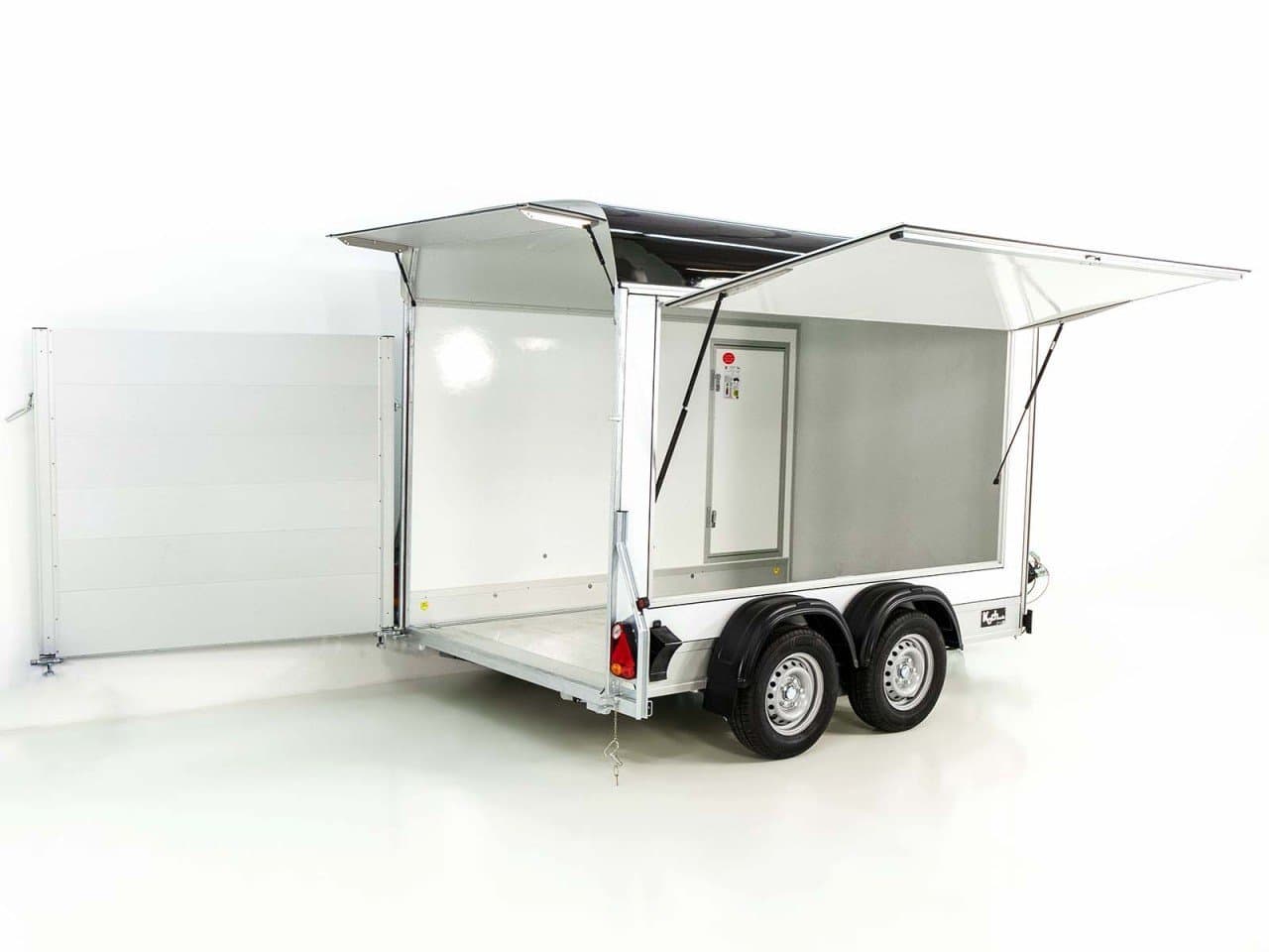 Debon Reboque fechado C500 Sandwich 164x300cm H:200cm 2,0t-Alu-Polybug-Porta-preto-Novo