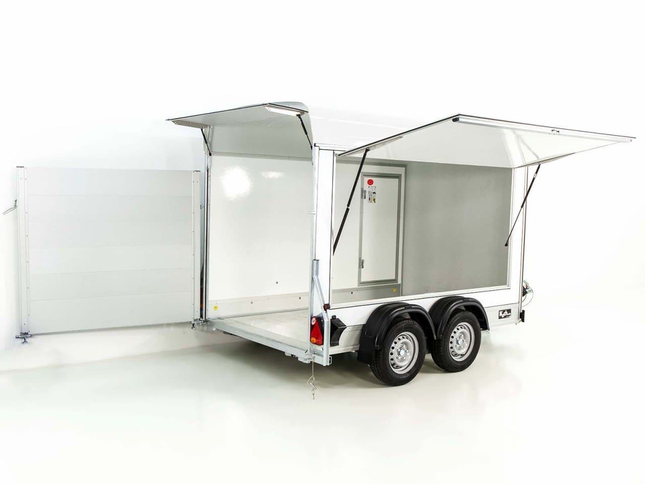 Debon Reboque fechado C500 Sandwich 164x300cm H:200cm 2,0t-Alu-Polybug-Porta-branco-Novo